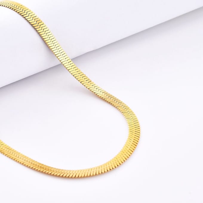 ABkettinkjes - Ketting - Visgraat - Herringbone - Smal - 3.2mm - Gold plated - Verguld - 18K