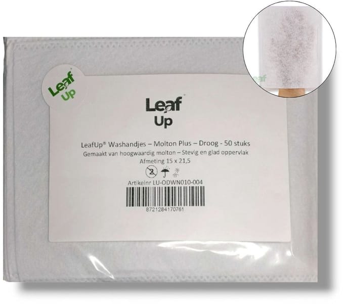 LeafUp® Wegwerp Washandjes – Molton Plus – Droog - 50 stuks (B)