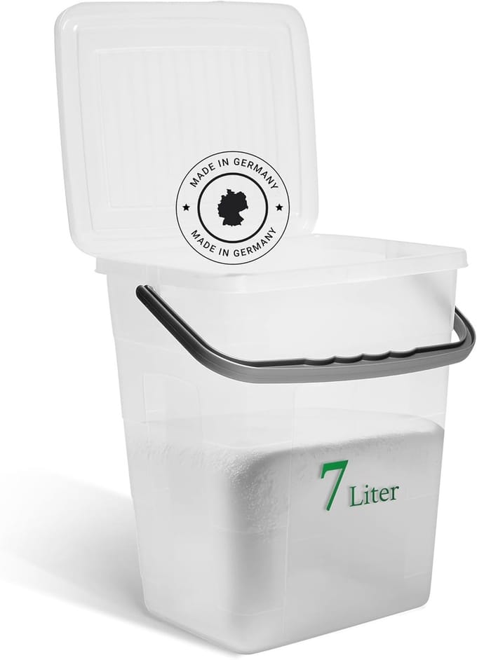 Novaliv wasmiddeldoos met deksel 7 liter I Transparant I 23,5 x 18 x 26,5 cm I Doos waspoeder bewaardoos met handvat wasmiddel bewaarmiddel wasmiddelcontainer waspoedercontainer