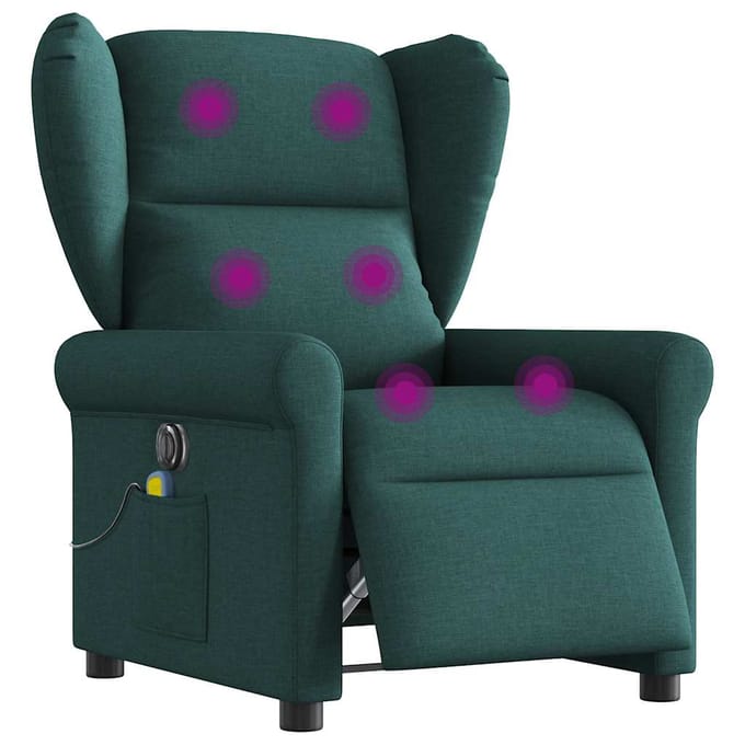 vidaXL - Massagestoel - elektrisch - verstelbaar - stof - donkergroen