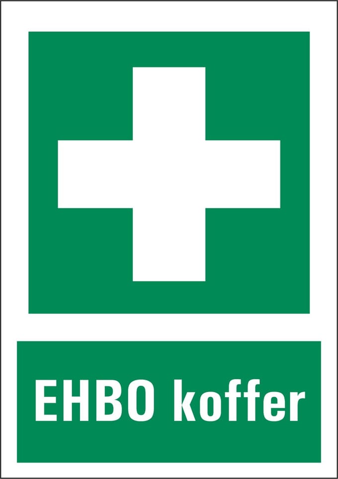 EHBO koffer bord met tekst - kunststof 148 x 210 mm