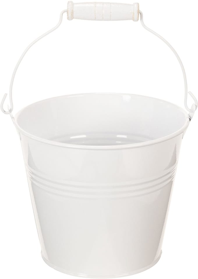 Witte metalen emmers Ø14cm H12cm 6 stuks, 6 Stück