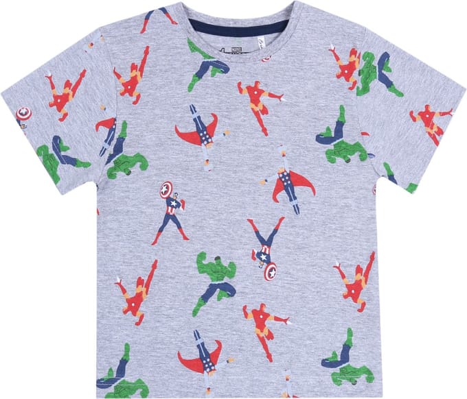 Grijs T-shirt met herhalend patroon met afbeeldingen van superhelden van AVENGERS MARVEL