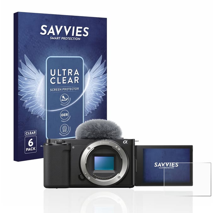 Savvies - Screenprotector voor Sony Alpha ZV-E10 - Folie Beschermfolie transparant 6 Stuks