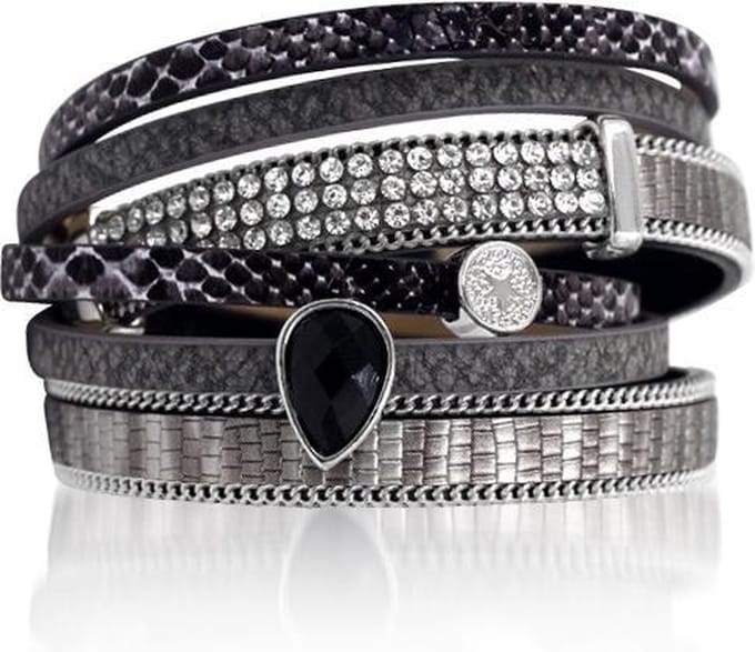 Montebello Armband Amer - Pu Leer - Zirkonia - 20mm - 38cm