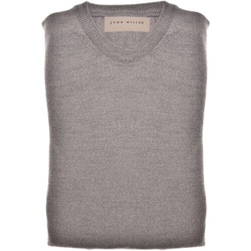 John Miller Trui Merino R-Neck Licht Bruin / male