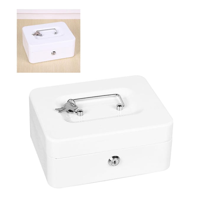 Draagbare Kluis met 2 Sleutels Brandwerend Anti-Diefstal Multifunctionele Veiligheidskoffer Lockbox voor Documenten wit