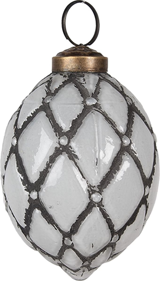 Clayre & Eef Kerstbal Overig Ø 6x8 cm Grijs Glas Kerstballen