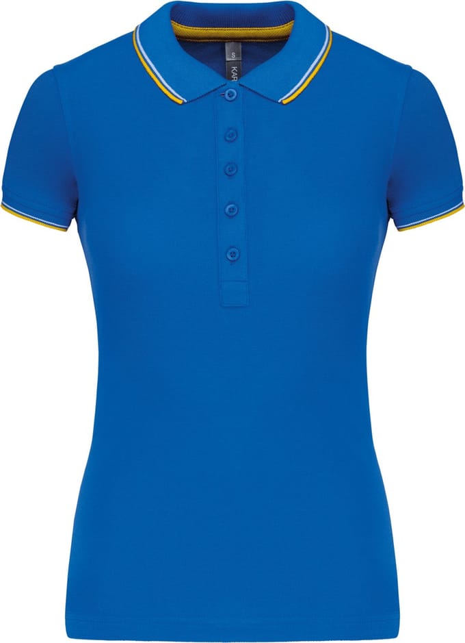 Kariban Damespolo korte mouwen K251 - Light royal blue/Yellow/White - M