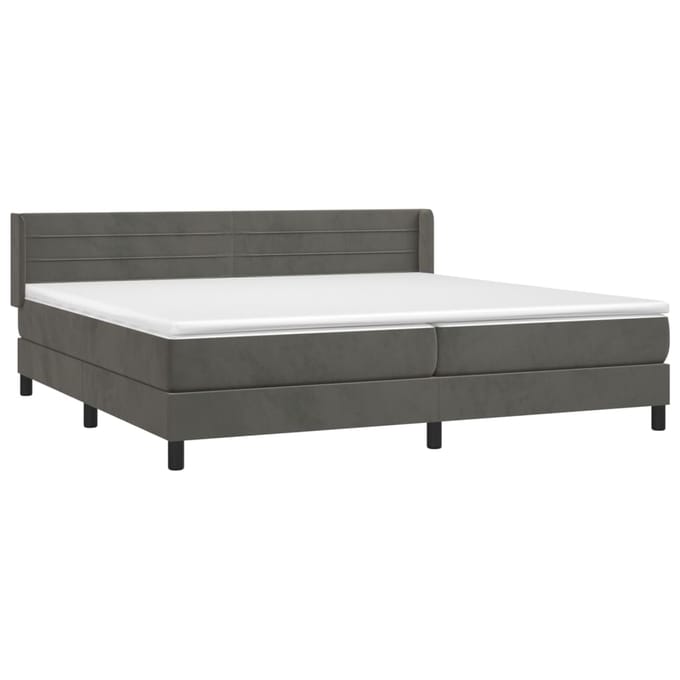 vidaXL - Boxspring - met - matras - fluweel - donkergrijs - 200x200 - cm
