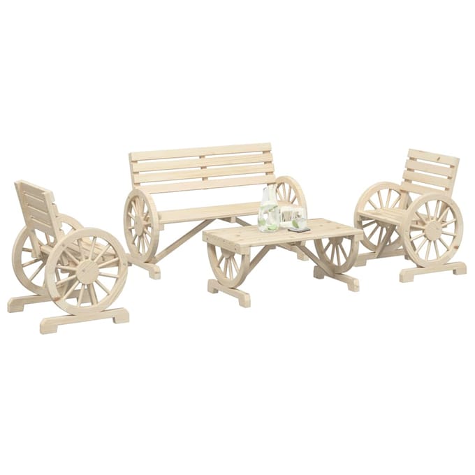 vidaXL - 4-delige - Loungeset - massief - vurenhout