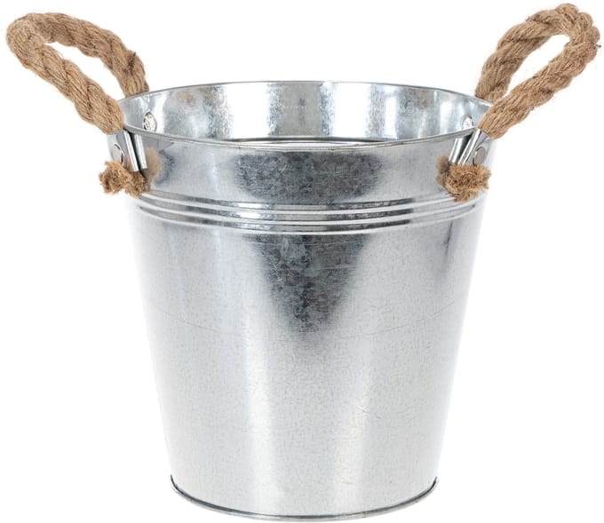 Glanzende metalen emmer met touwgrepen, Ø18cm