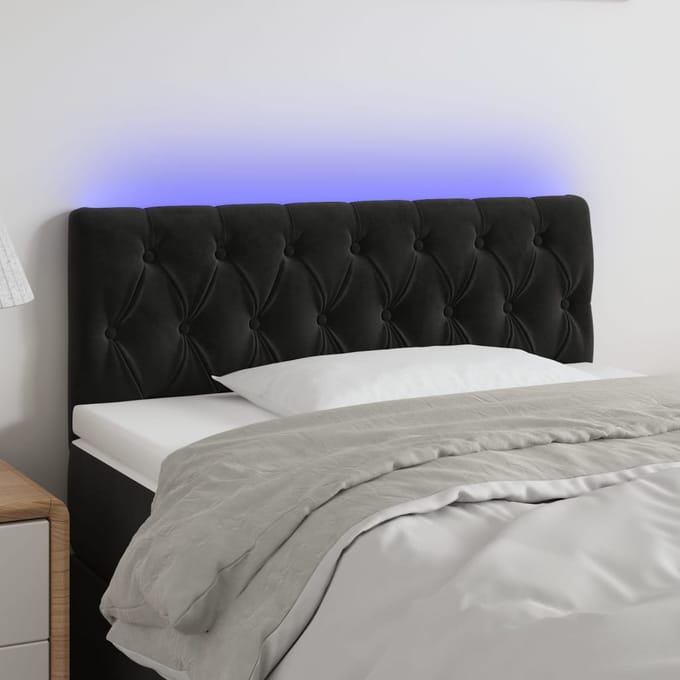 vidaXL - Hoofdbord - LED - 100x7x78/88 - cm - fluweel - zwart