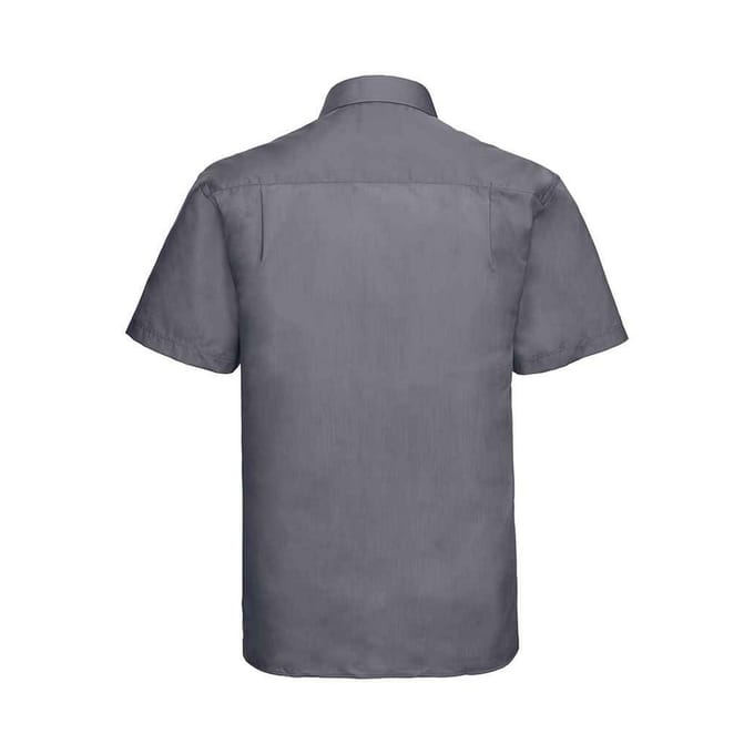 Russell Collection Heren Poplin Easy-Care Formeel Overhemd met Korte Mouwen (Konvooi Grijs)