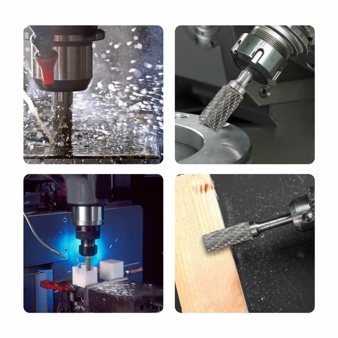 5 stuks 1/4 inch dubbel gesneden wolfraamcarbide roterende braam stiftslijper schachtbitset 5Pcs