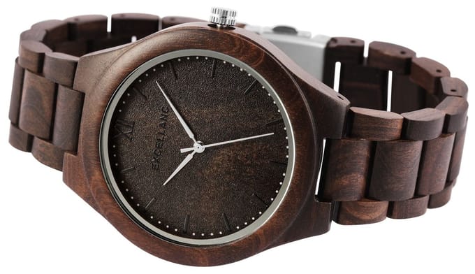 EXCELLANC Herenhorloge sandelhout Mineralglas