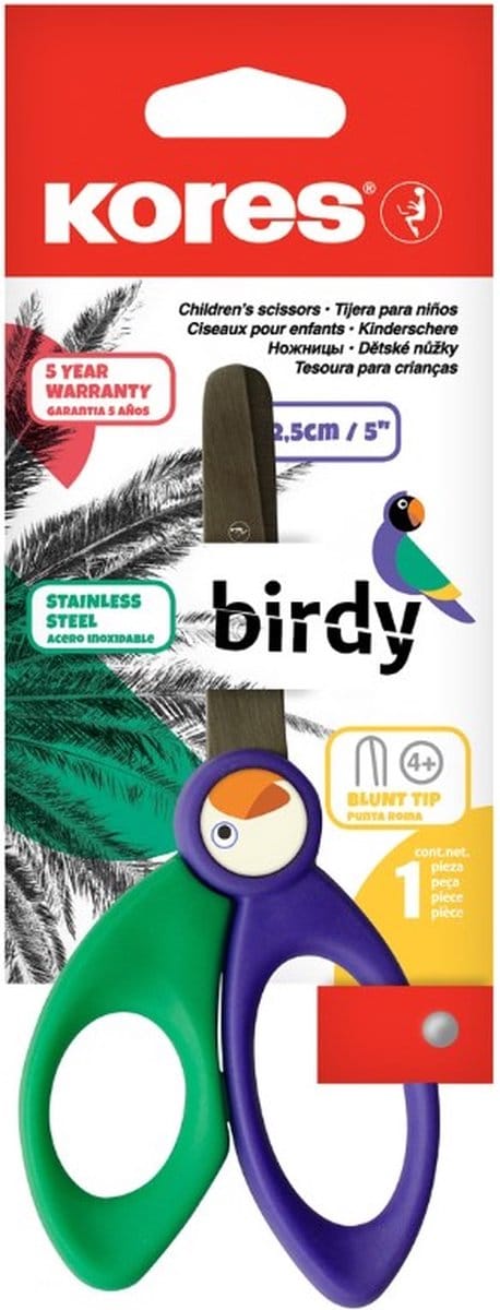 Kinderschaar Kores "Birdy", 125mm, assorti kleuren