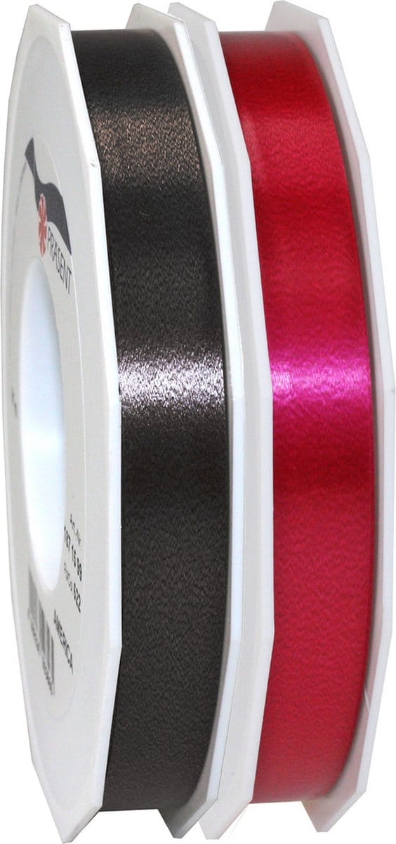 Glorex Hobby/deco cadeau sierlint zwart/bordeaux 1.5 cm x 91 meter