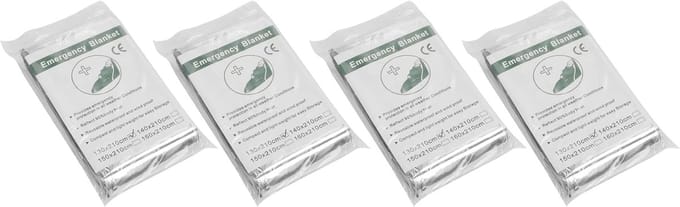 Nooddekens Set - Survival Dekens - Buiten Avonturen - Winddicht Reflecterend - 4 Stuks - Zilver