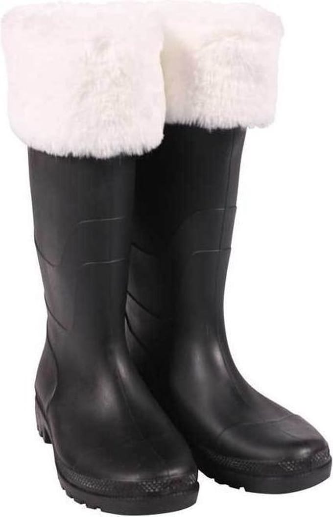 Witbaard Kerstlaarzen Deluxe Rubber/imitatiebont Zwart/wit Mt 46