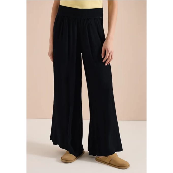 Wide Legs broek met crêpe structuur
