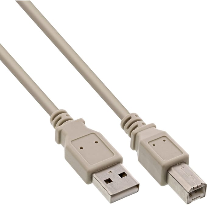 USB naar USB-B kabel - USB2.0 - tot 1A / beige - 3 meter