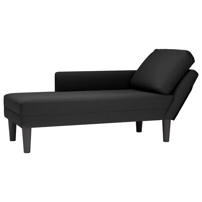 vidaXL - Chaise - longue - met - kussen - en - rechterarmleuning - fluweel - zwart