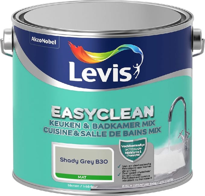 Levis - Easyclean Keuken & Badkamer Mix - Shady Grey B30 - Mengverf - 2,5 L