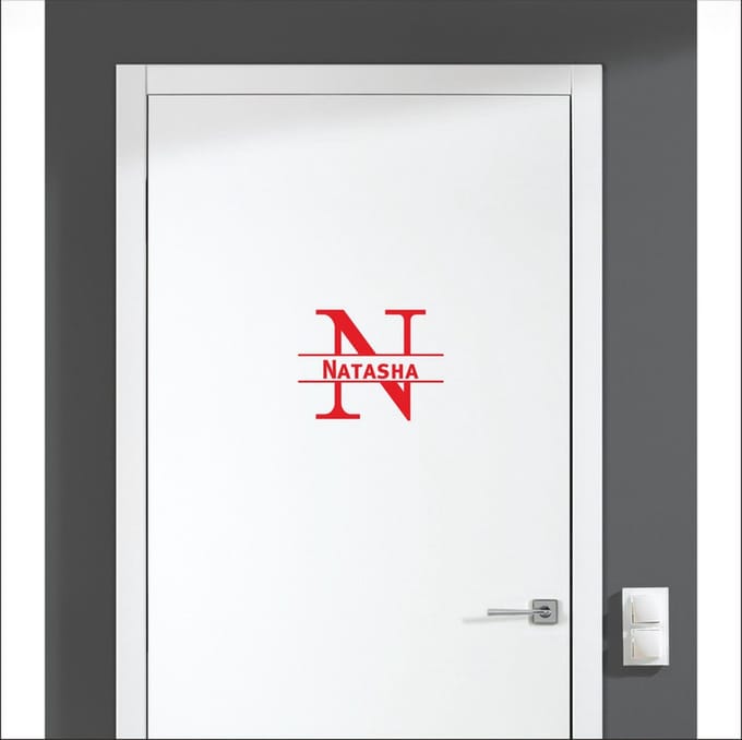 Deursticker Met Naam -  Natasha - Rood
