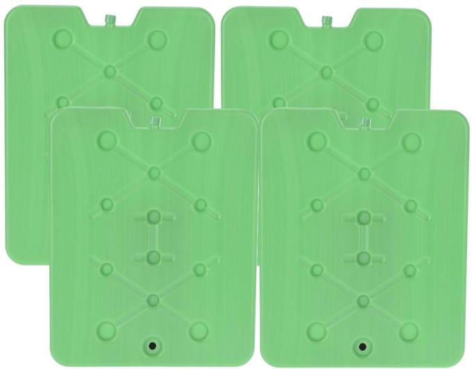 Excellent Houseware Koelelement Ice Pack - 4x - groen - plat - polyethyleen - 900 gram - 32 x 25 x 1 cm - schijf