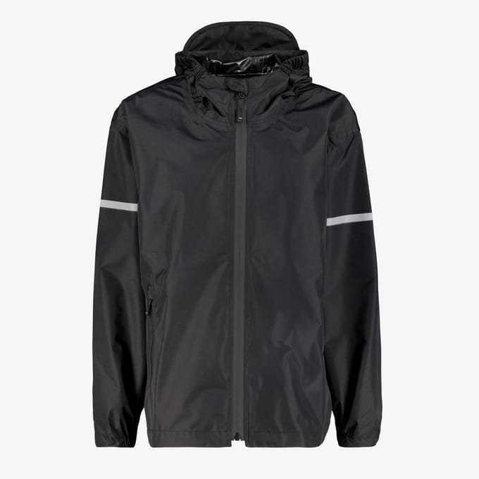 Mountain Peak kinder regenjas met klep capuchon - Zwart - Maat 146/152
