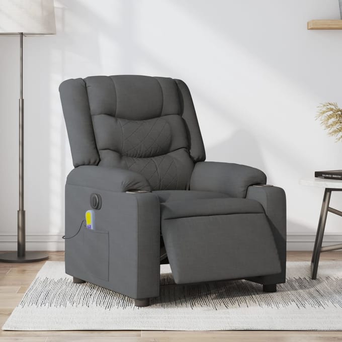 vidaXL - Massagestoel - elektrisch - verstelbaar - stof - donkergrijs
