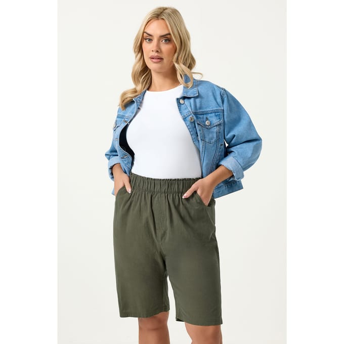 Yours Kakigroene Koele Katoenen Shorts Size 54-56