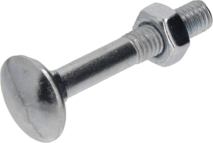 Slotbout met moer. M6 x 40mm. lang. 45 stuks Houtbout. Gegalvaniseerd. Ifix.