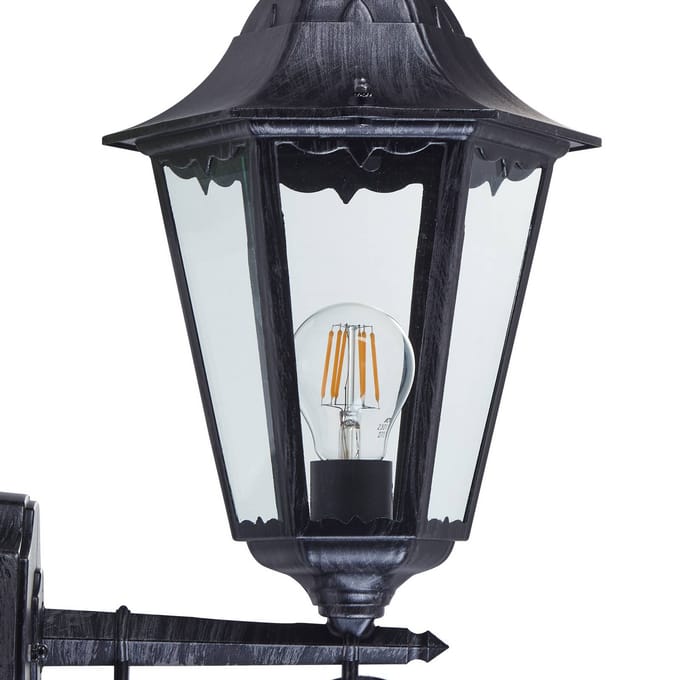 EGLO Buitenwandlamp Navedo, zwart/zilver, hoogte 47 cm, naar boven gericht