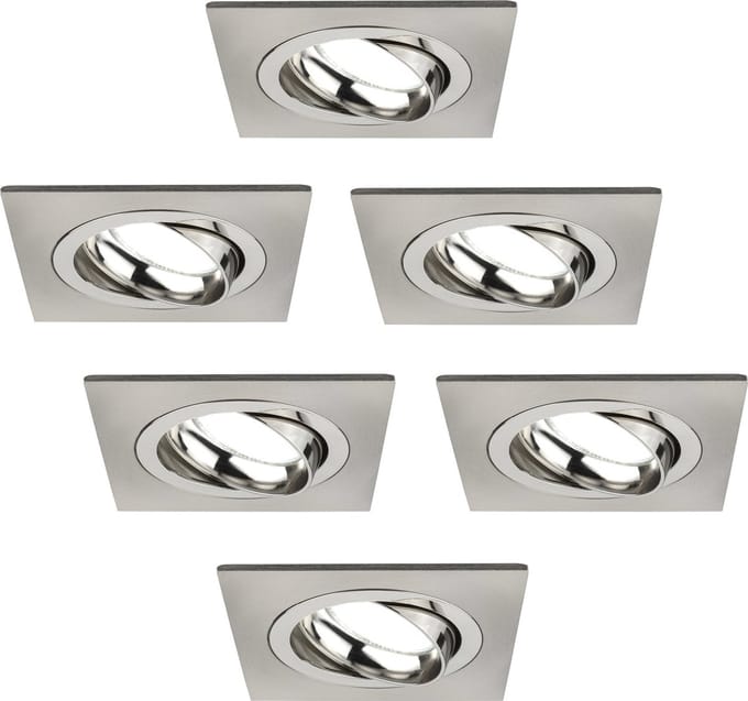 Ledvion - 6X LED Inbouwspot Sevilla - Dimbaar - 3W - 6500K - Ø92 mm - RVS