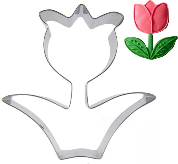 Tulp Uitsteekvorm - RVS Cookie Cutter - Bloem Uitsteker 10CM voor koekjesdeeg