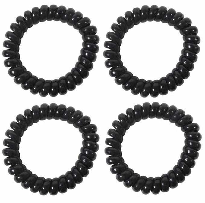 Haarsoires Haarelastieken Invisibobble 5cm - Telefoondraad - Basic - Zwart - Set van 4 - Spiraal Haar Elastieken - Haarvriendelijk
