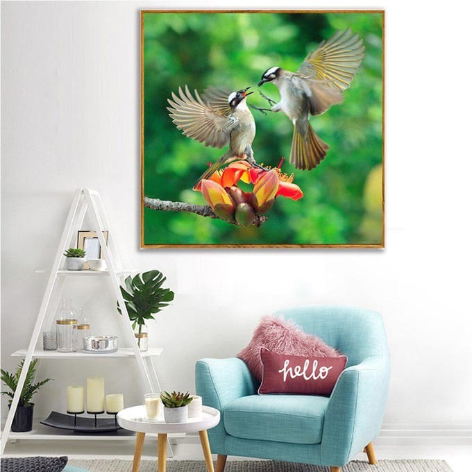 5D diamant schilderij dier vogel volledige ronde strass foto borduurwerk 30x30 green