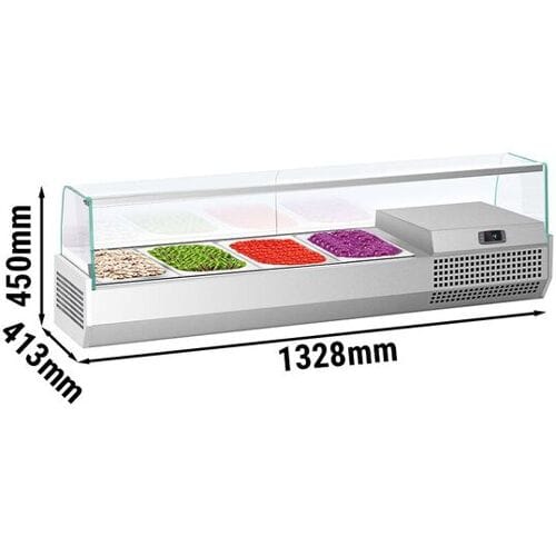 GGM Gastro Kühlaufsatzvitrine Premium PLUS - 1328x413mm - 4x GN 1/3 Zilver