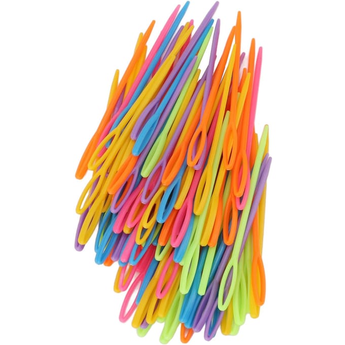 100 stuks Plastic naalden met groot oog Heldere kleuren Plastic garennaalden Groot oog Draagbaar Plastic orange
