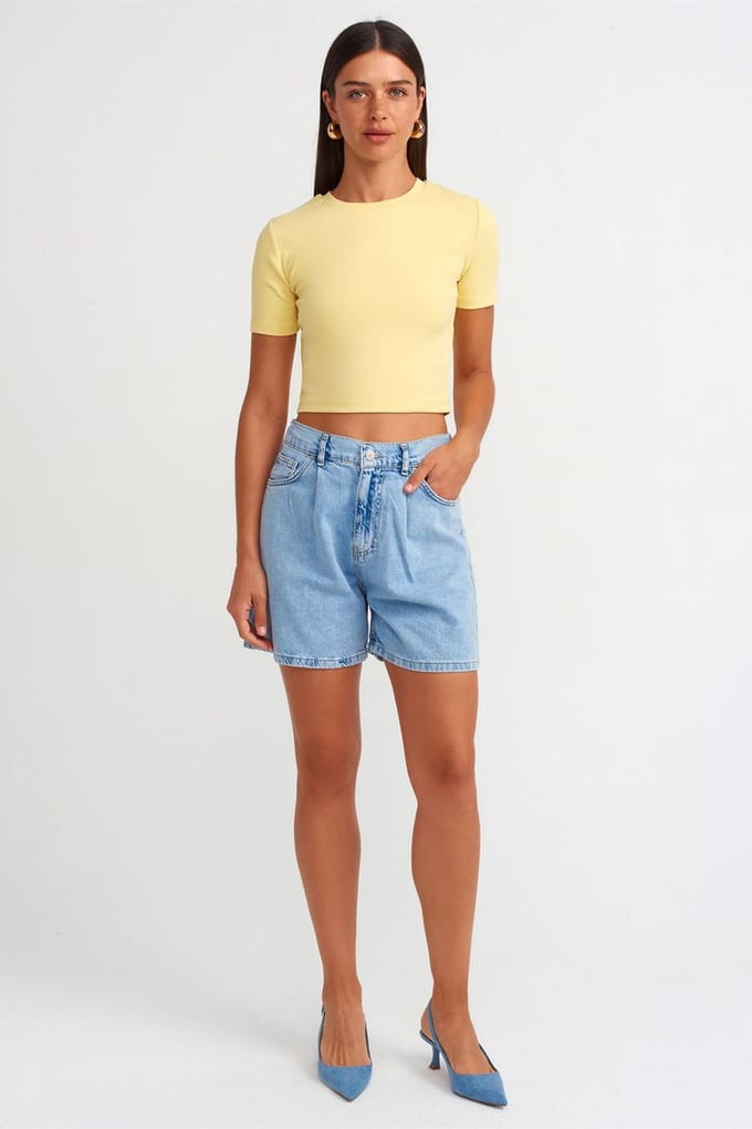 Hoge Taille Wijde Spijkerbroek Shorts
