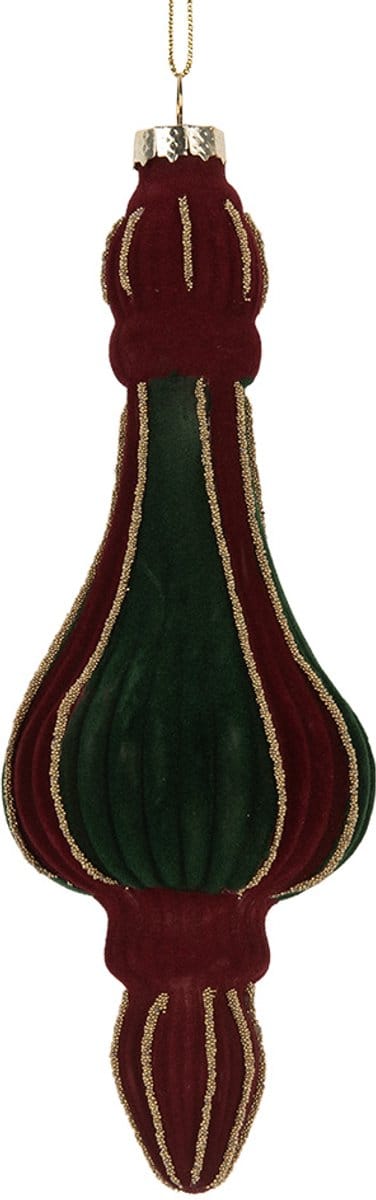 Clayre & Eef Kerstbal Overig Ø 6x17 cm Rood Groen Glas Kerstballen