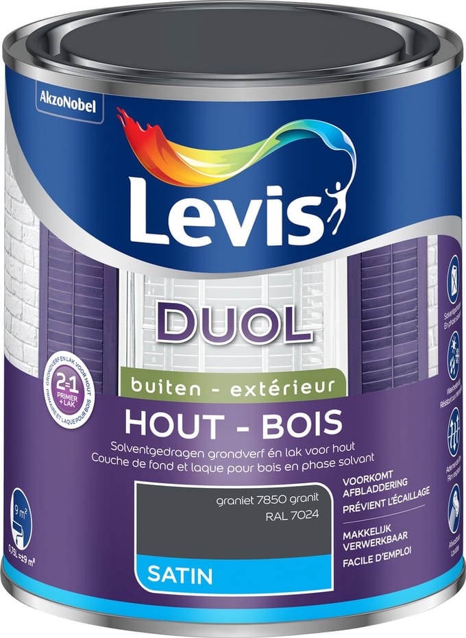 Levis - Duol Hout Buiten Satin - Graniet - 0,75 L