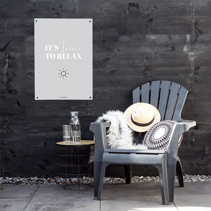 MOODZ design | Tuinposter | Buitenposter | It's time to relax | 70 x 100 cm | Grijs