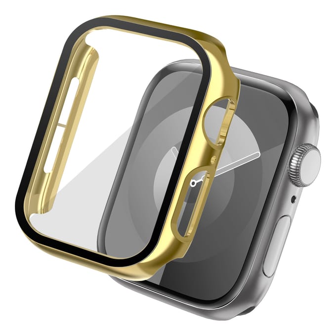 Hoesje Full Cover - Geschikt voor Apple Watch 4 / 5 / 6 / SE - 44 mm - Screen protector - Case/Cover - Goud