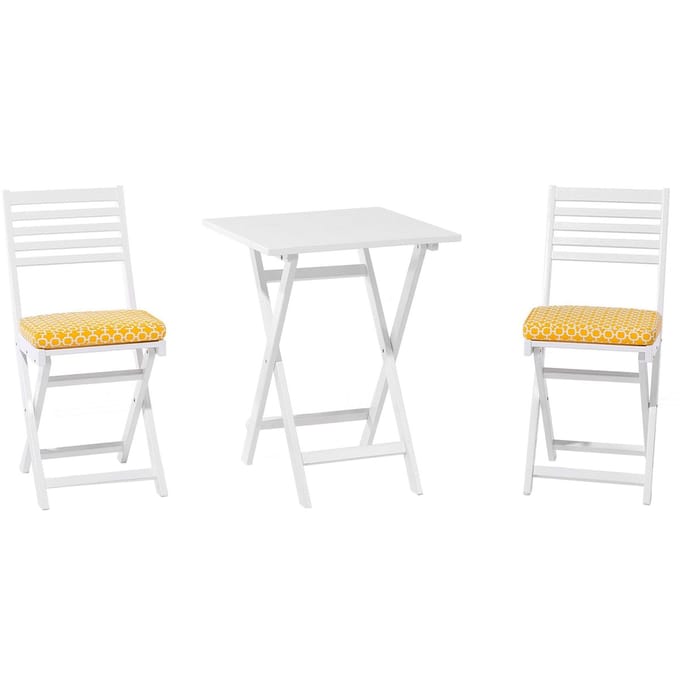 FIJI - Bistroset voor 2 - Wit /Geel - Acaciahout