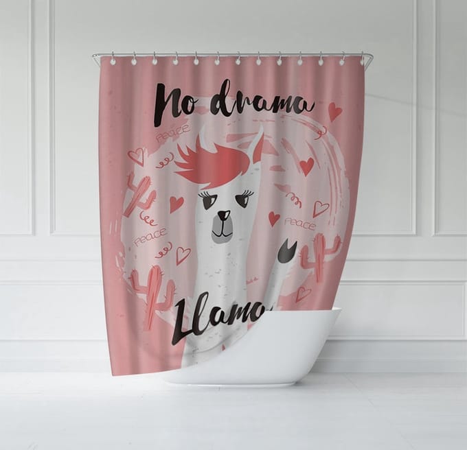 ATTREZZO® Douchegordijn No Drama Lama - 180x180 cm