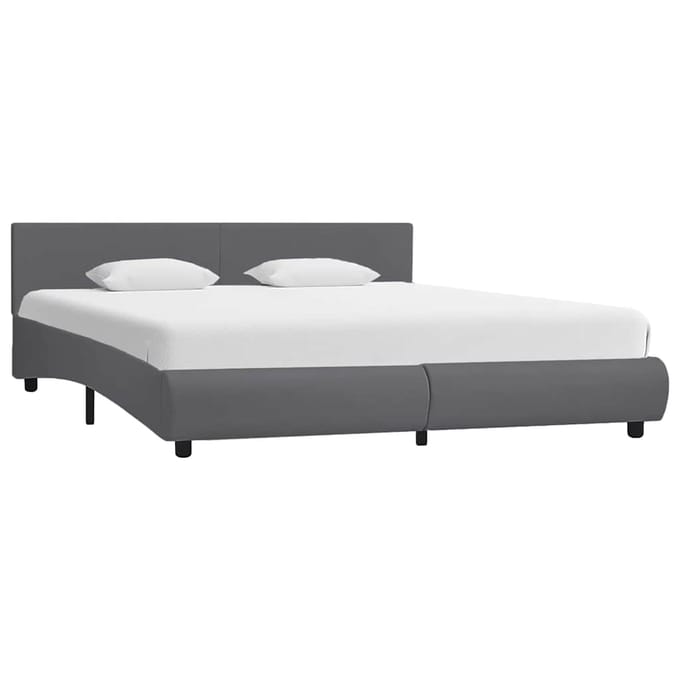 vidaXL - Bedframe - met - LED - kunstleer - grijs - 180x200 - cm