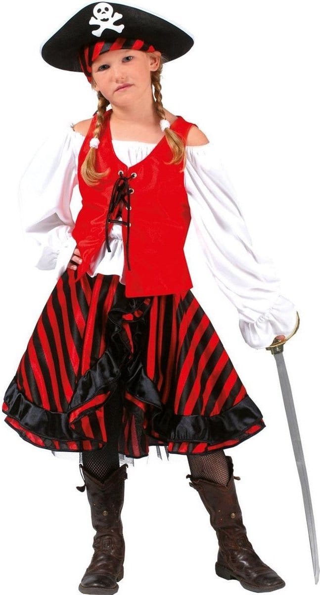 Verkleedpak Piraat Meisje Zwarthart 116 - Carnavalskleding